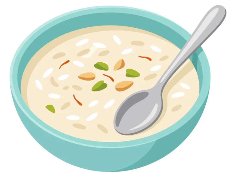 bowl of kheer or rice pudding with nuts and saffron, a traditional indian dessert, isolated on white background
