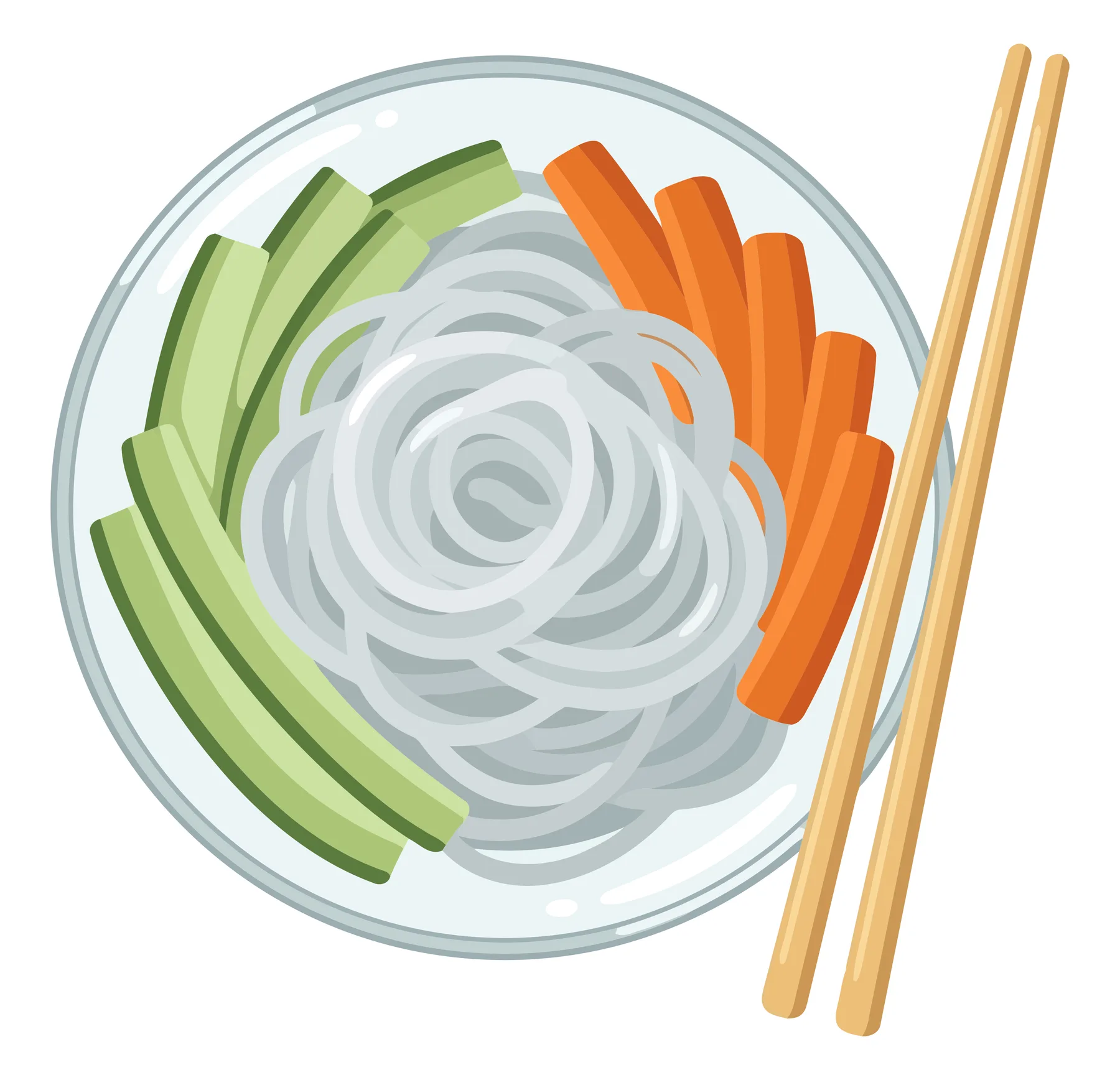 Colorful Vegetable Noodle Bowl with Chopsticks
