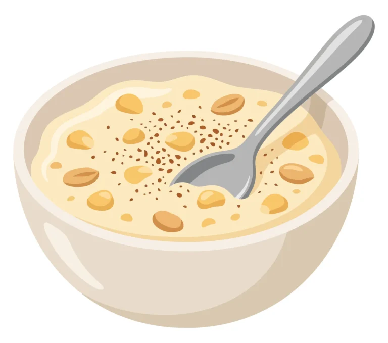 bowl of oatmeal with nuts and cinnamon isolated on white background