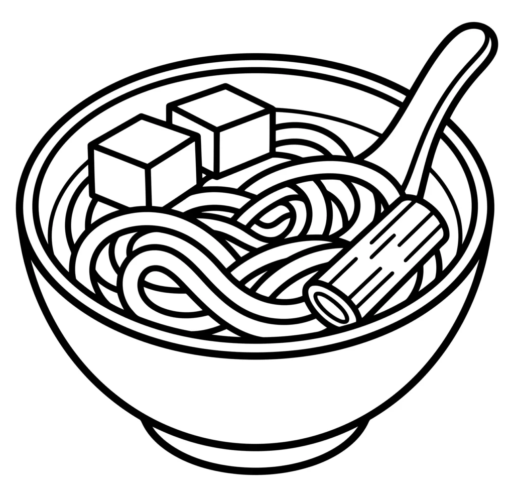 bowl of ramen noodles with tofu icon