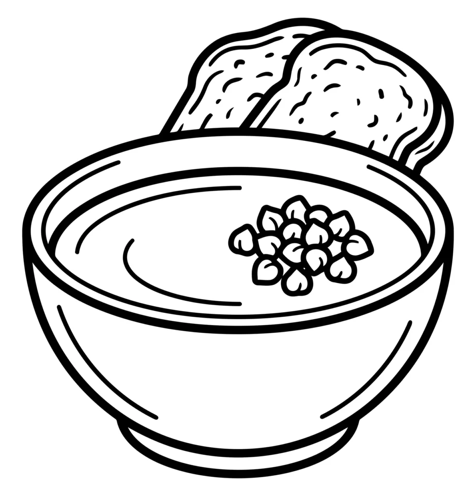 bowl of soup with bread slices 2