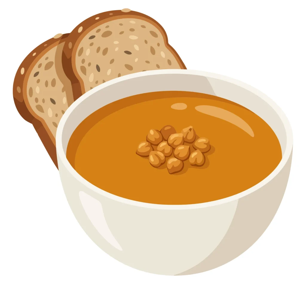 bowl of soup with bread slices