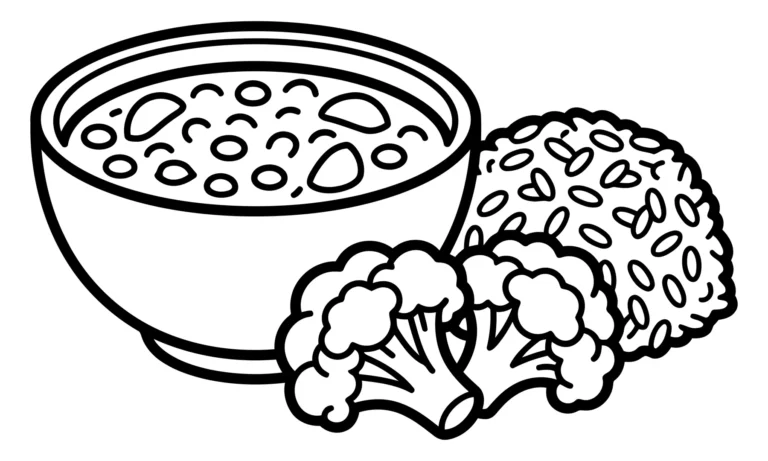 bowl of soup with rice and cauliflower