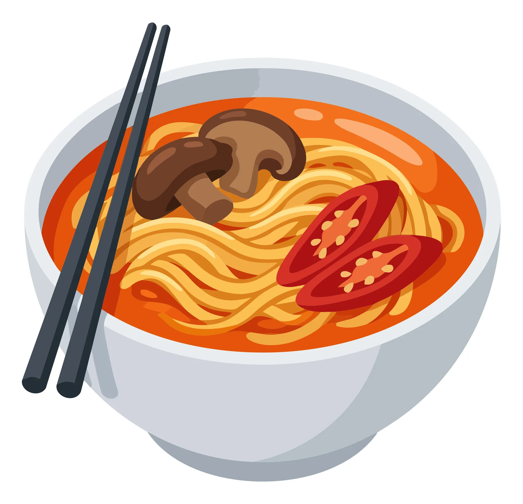 Spicy Ramen Noodles with Mushrooms and Chili Slices