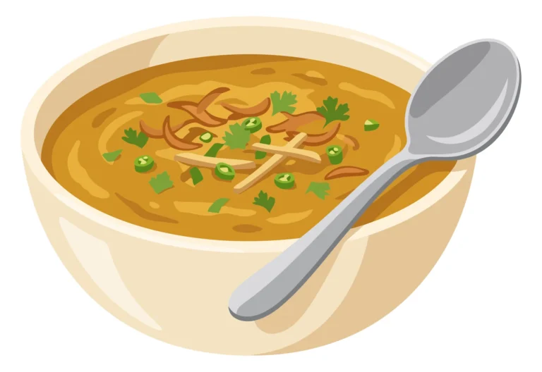 bowl of traditional pakistani haleem or dal with ginger, green chilies, cilantro, and fried onions, served with a spoon