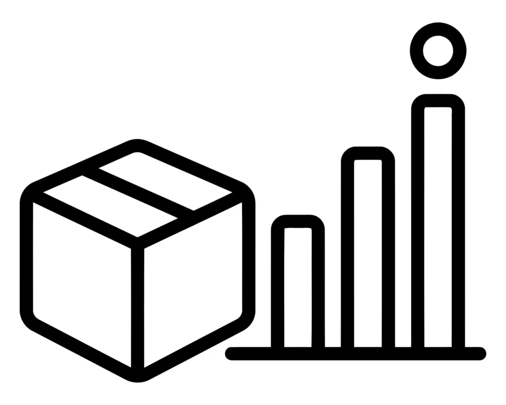 box with rising bar chart icon representing logistics growth