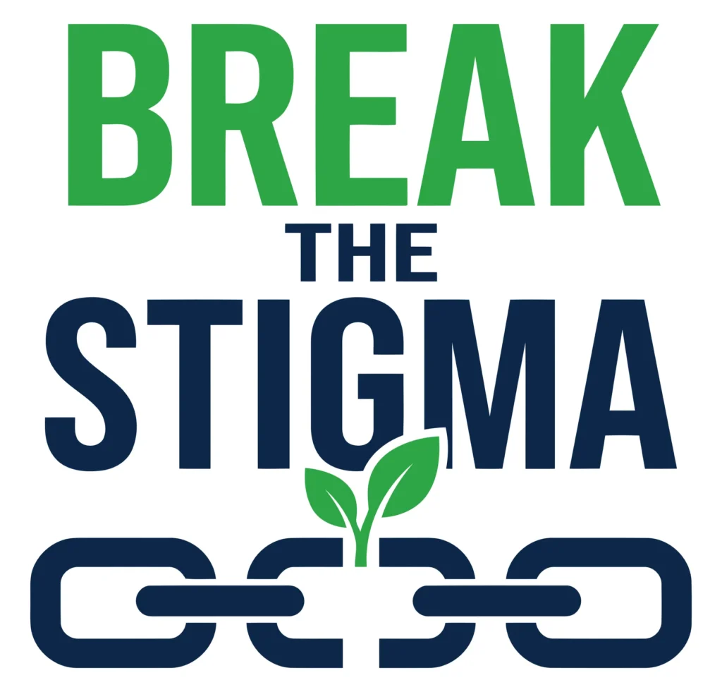 break the stigma concept with broken chain and plant