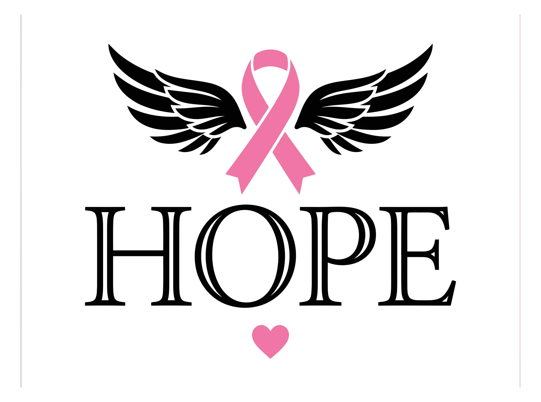 Breast Cancer Awareness Design with Pink Ribbon and Angel Wings