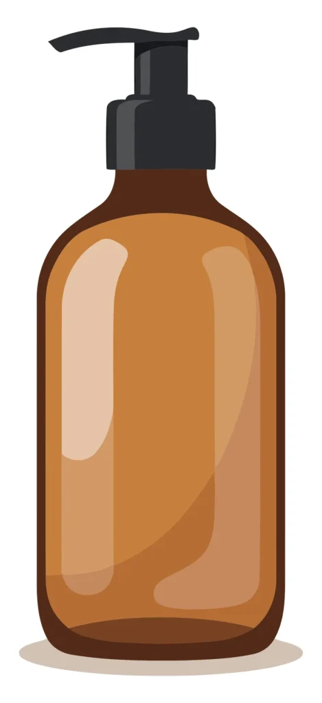 brown plastic bottle with pump dispenser for liquid soap or lotion