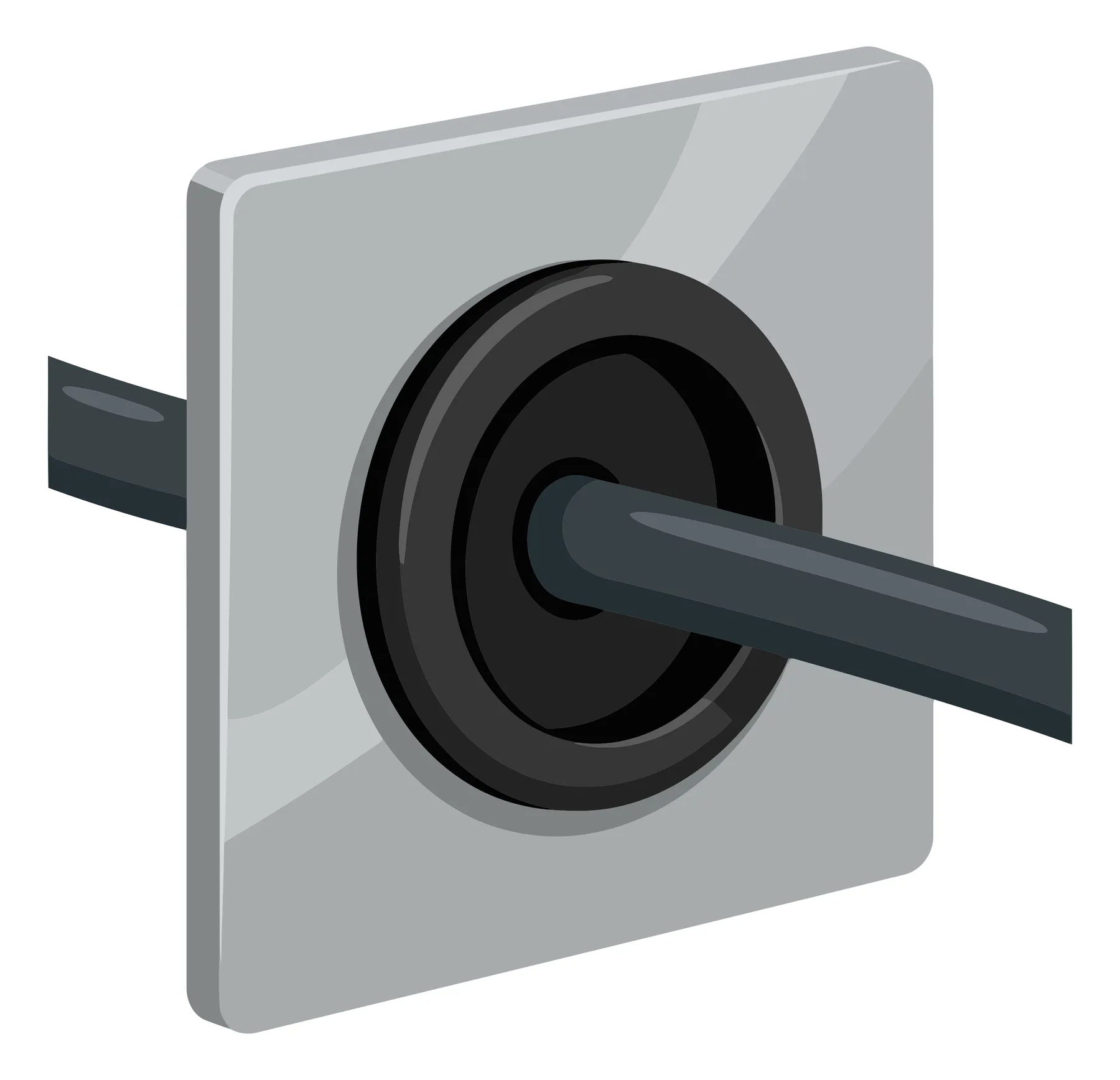 Black Cable Through Rubber Grommet in Metal Panel