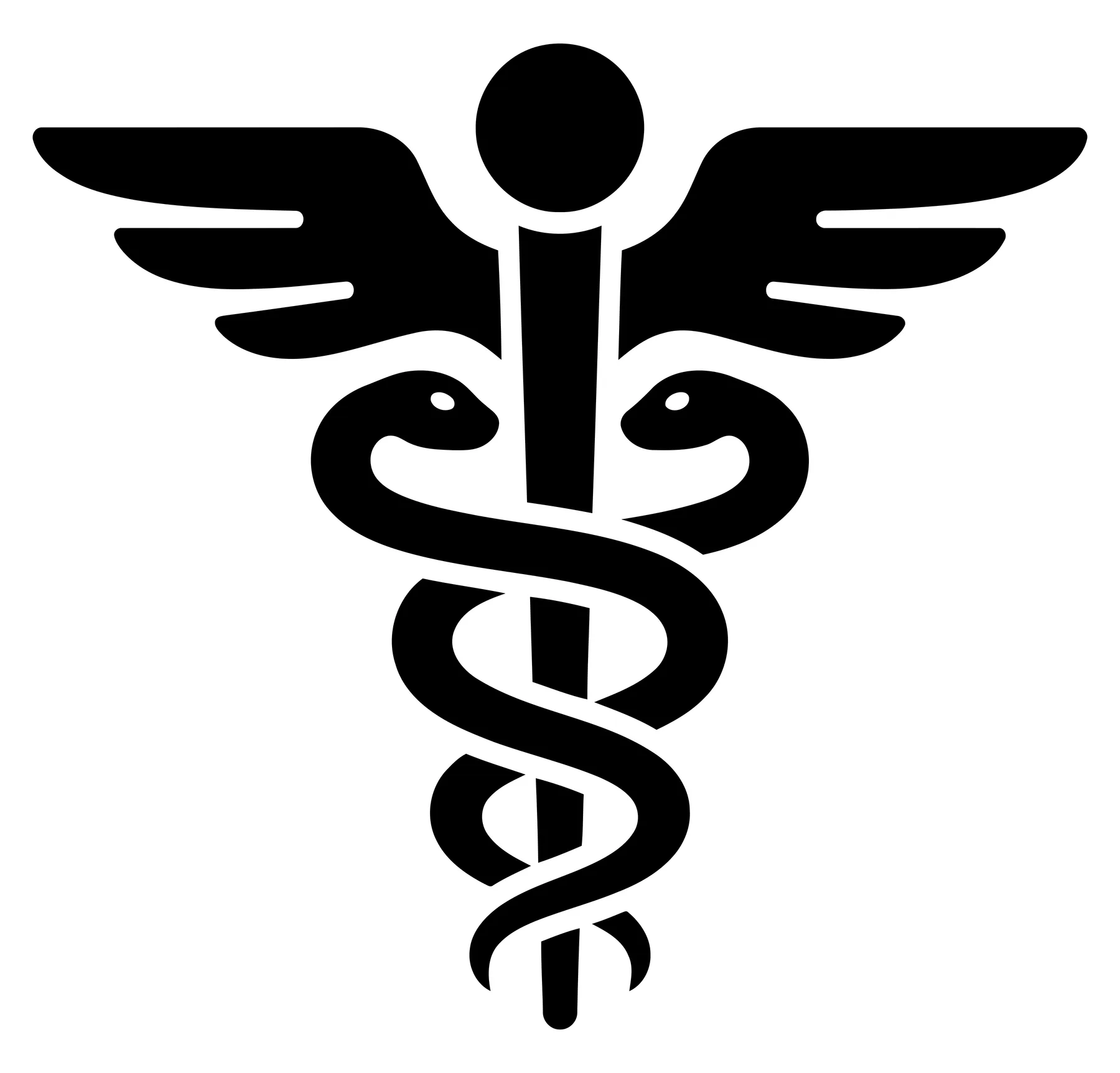 Black Caduceus Medical Symbol Icon Vector