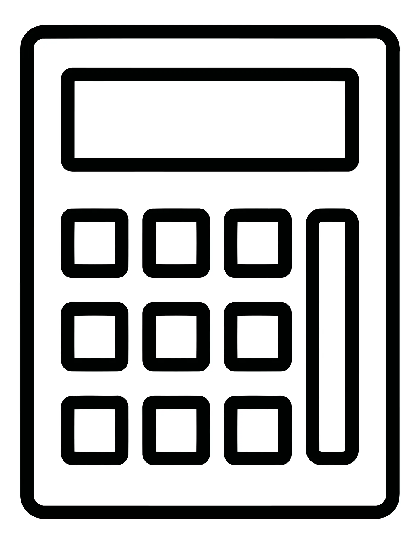 Minimalist Calculator Icon in Black Outline Style