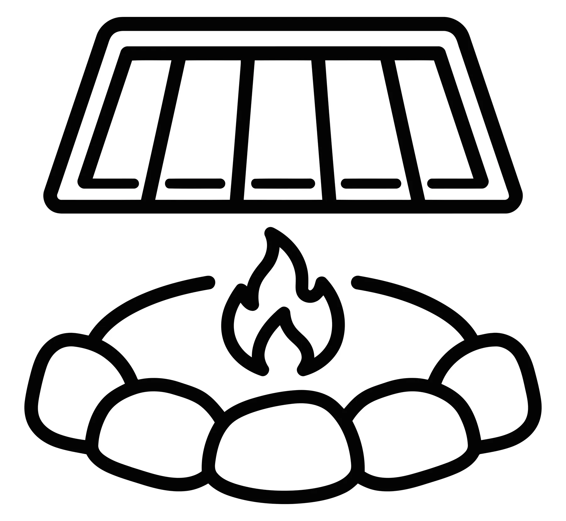 Campfire with Grill Grate Icon for Outdoor Cooking