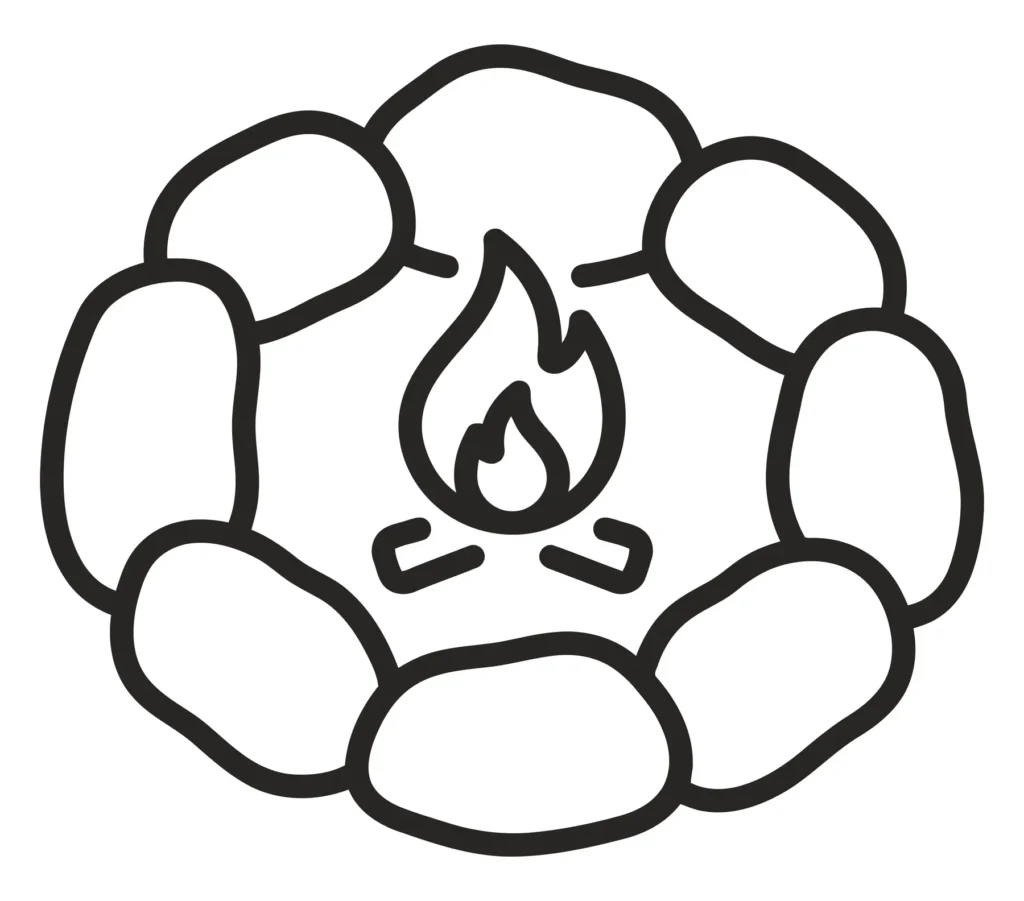 campfire icon with stones in a circle