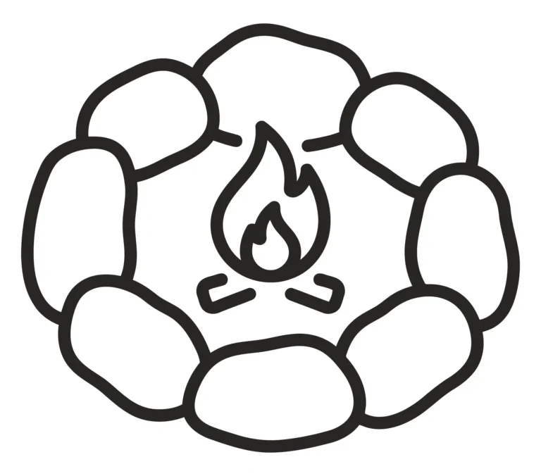 campfire icon with stones in a circle