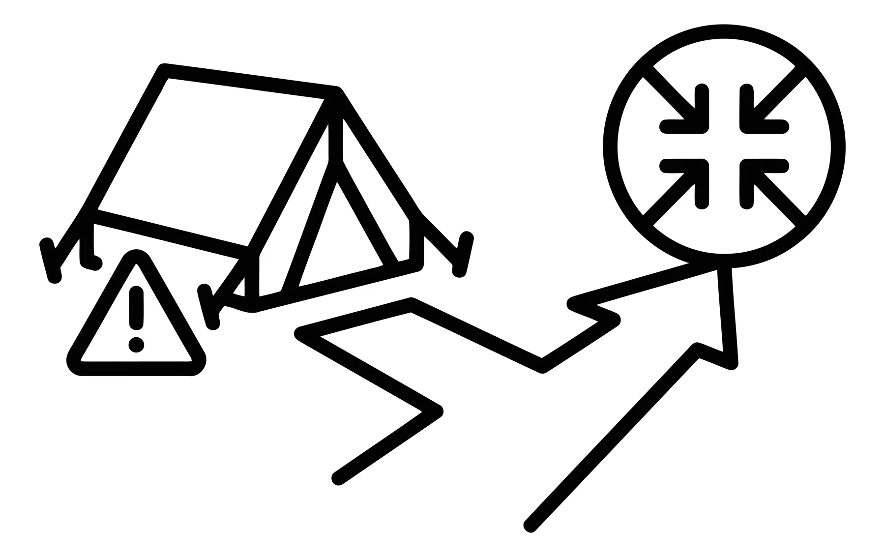 Camping and Navigation Icons in Flat Vector Style