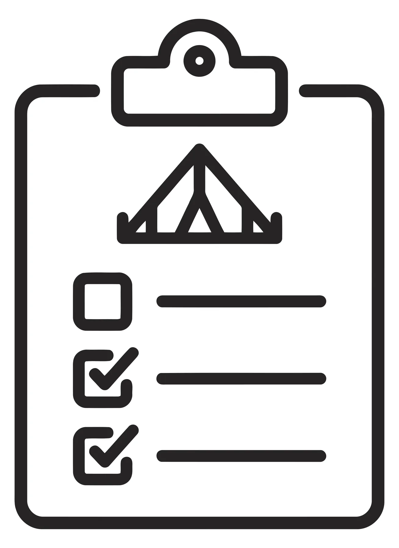 Camping Checklist Clipboard Icon with Tent Symbol