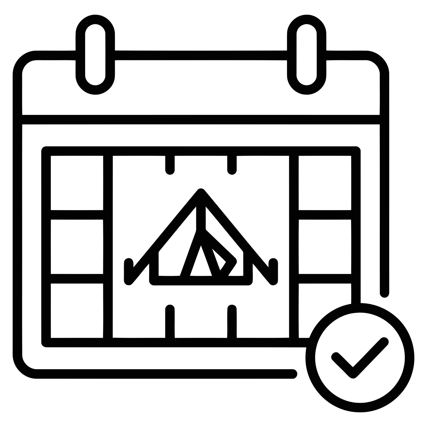 Camping Reservation Calendar Icon with Checkmark