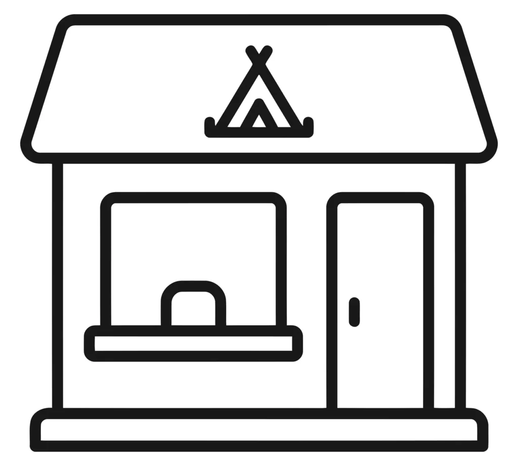camping store or rental shop building icon