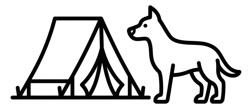 camping tent and dog icon