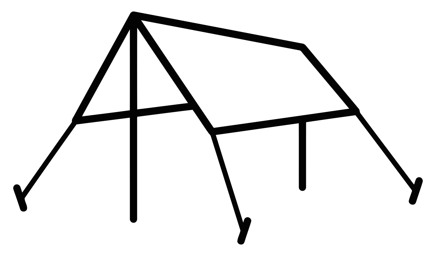 camping tent frame structure icon line illustration