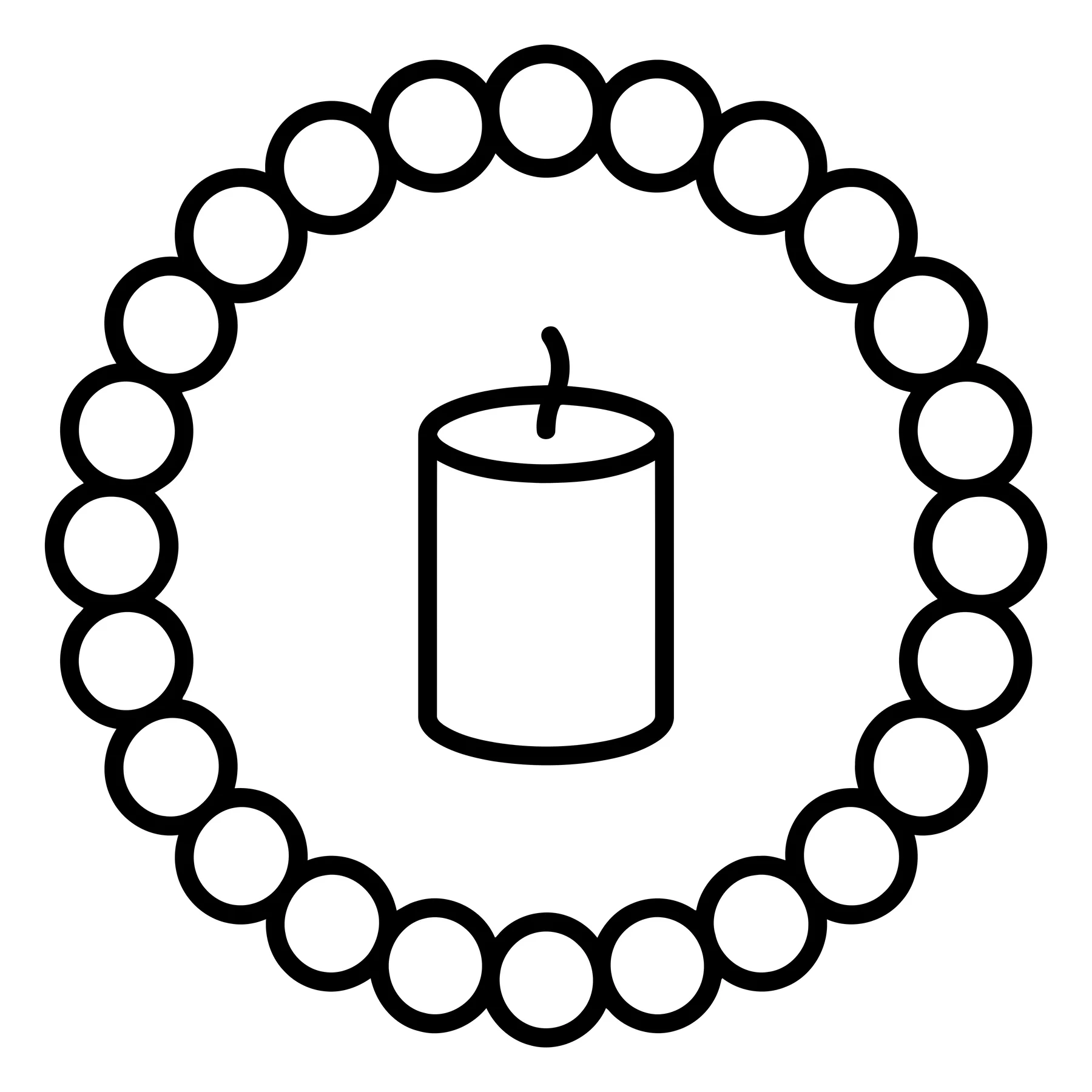 Minimalist Candle Icon with Circular Bead Frame