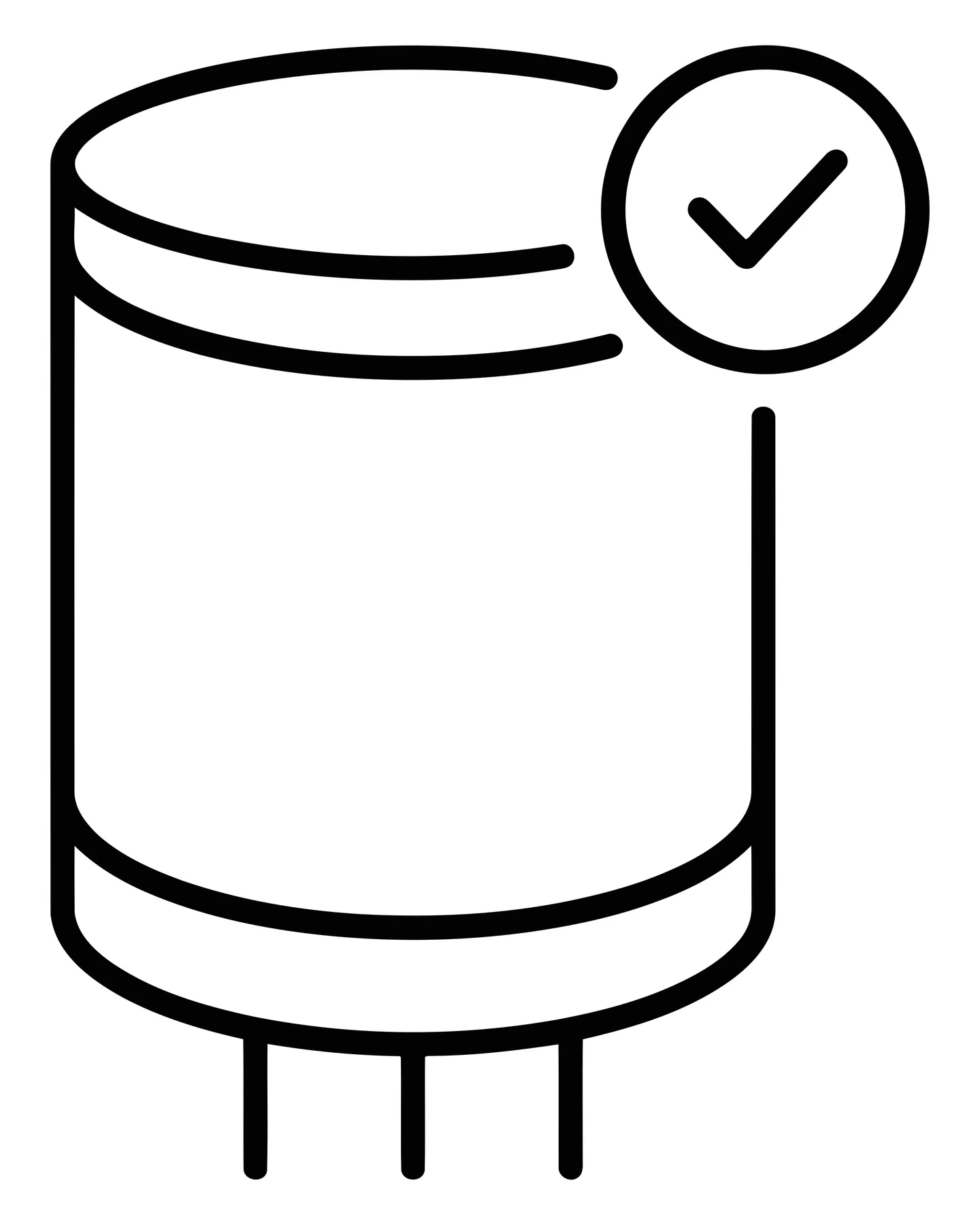 Capacitor Icon with Check Mark for Circuit Design