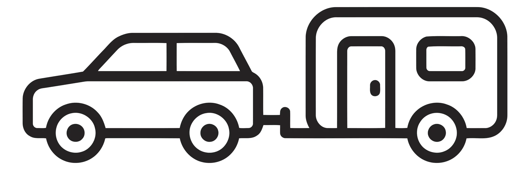 Car towing a travel trailer for road trip adventures