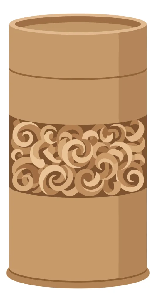 cardboard tube packaging with decorative swirl pattern