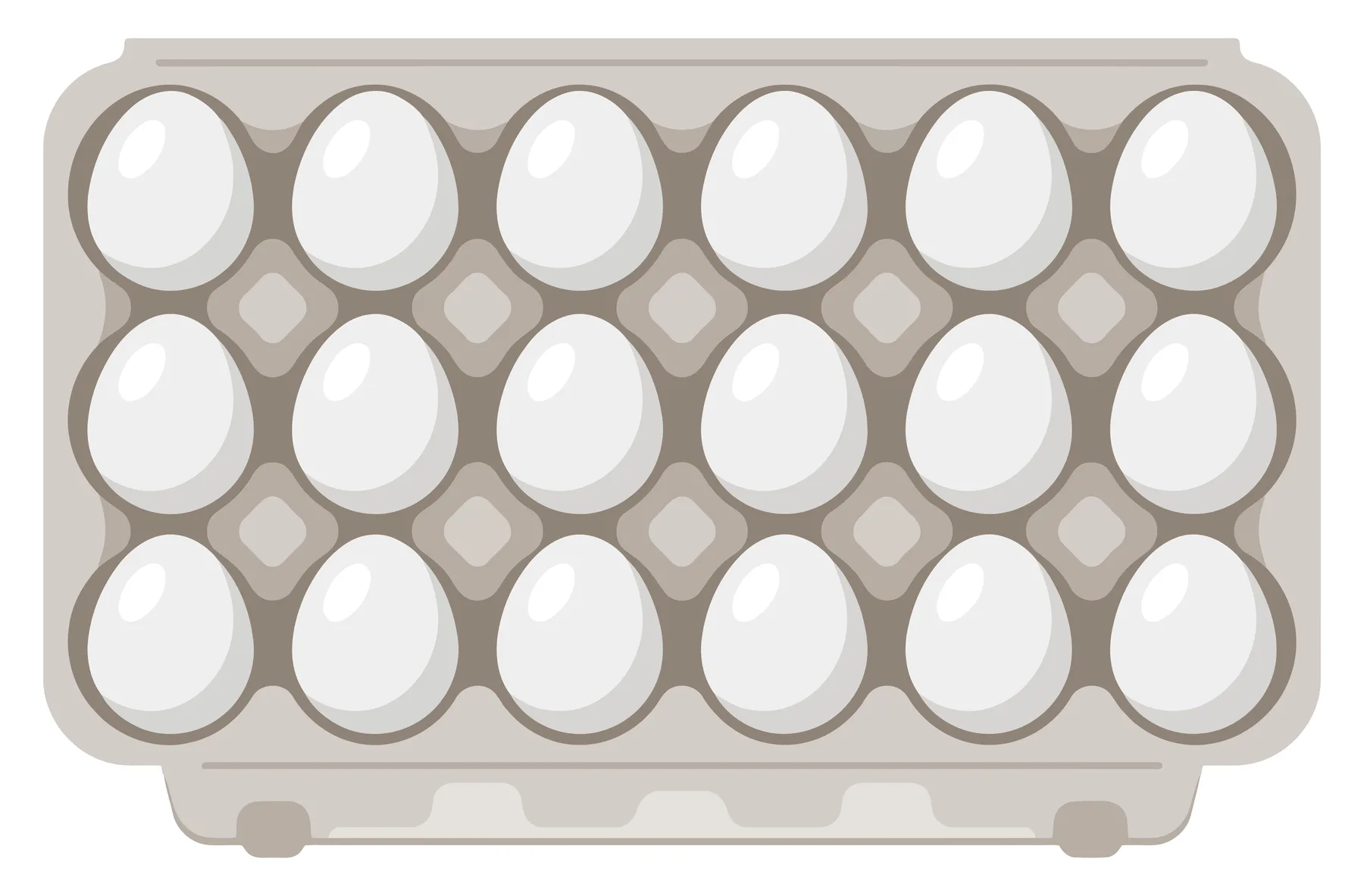 White Eggs in a Cardboard Carton Vector Illustration