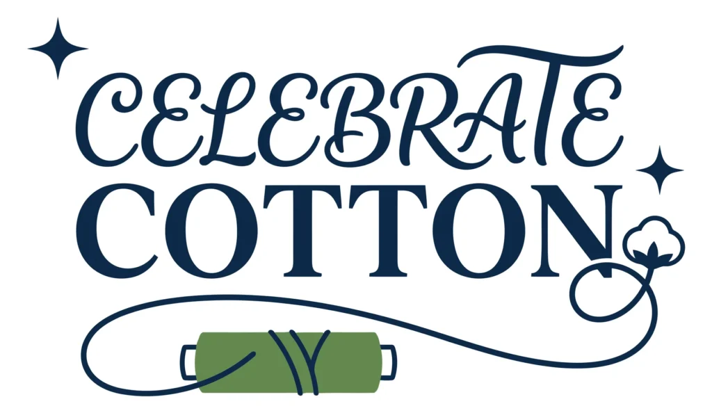 celebrate cotton logo with thread spool