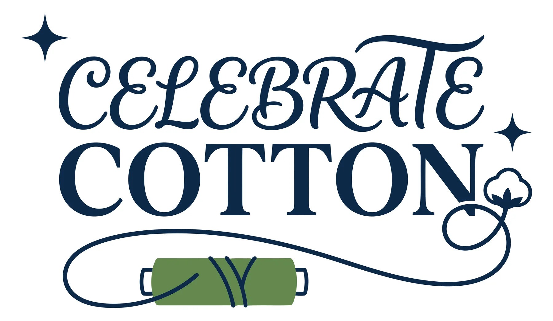 Celebrate Cotton Logo with Thread Spool and Needle