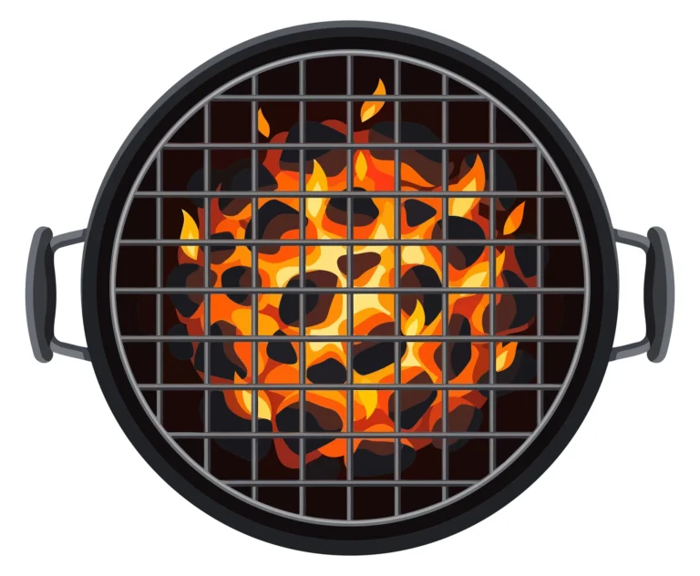 charcoal grill with burning hot coals