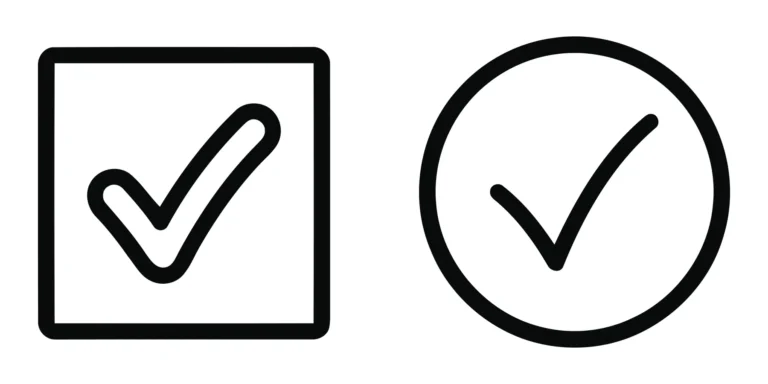 check mark icons in square and circle frames