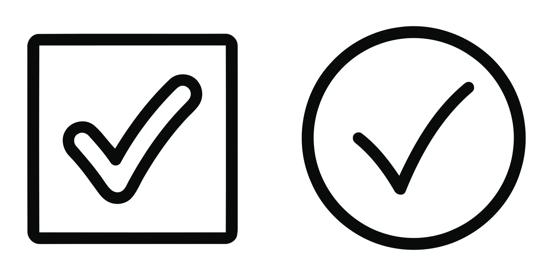 Check Mark Icons in Square and Circle Frames