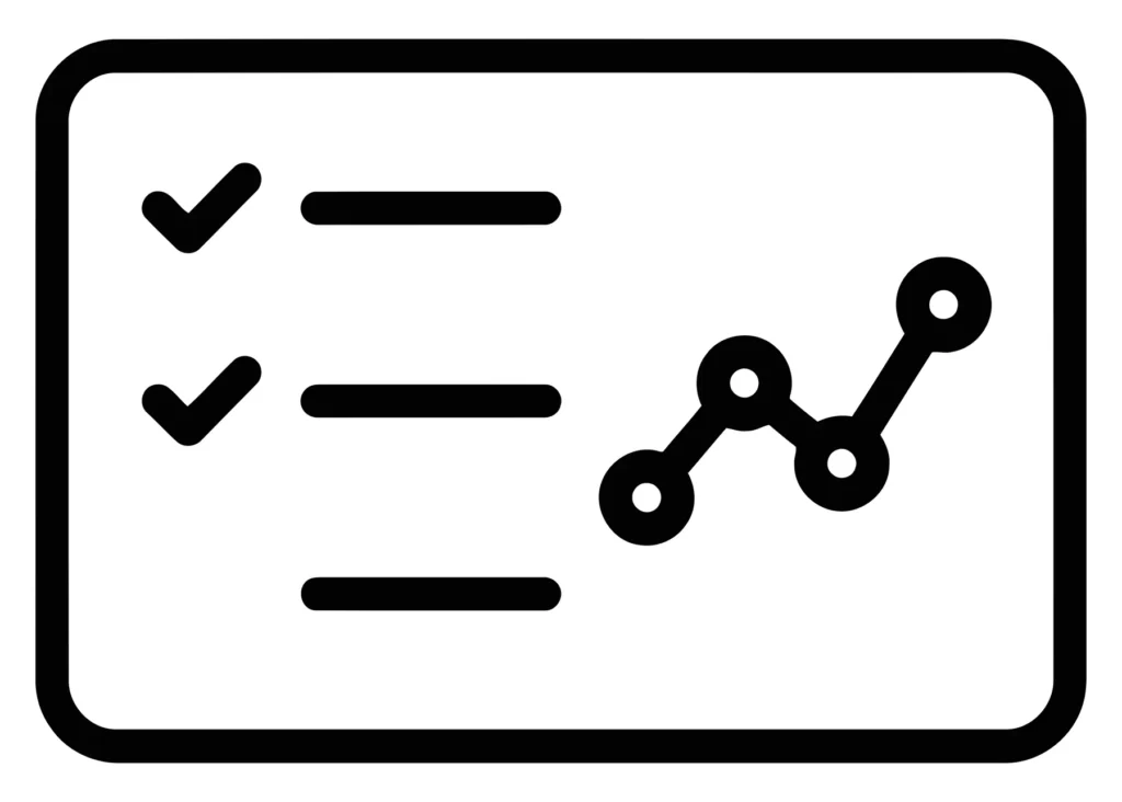 checklist icon with checkmarks and a line graph