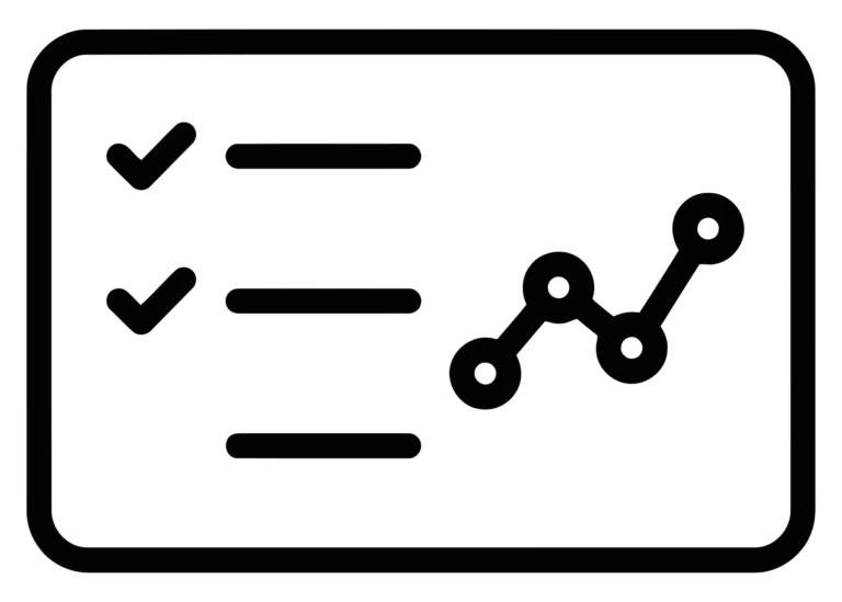 checklist icon with checkmarks and a line graph