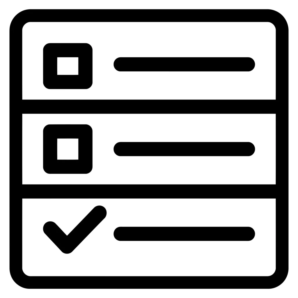 checklist icon with two empty boxes and one checked box
