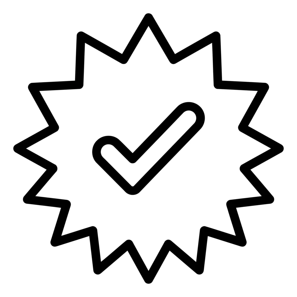 checkmark inside a starburst badge icon