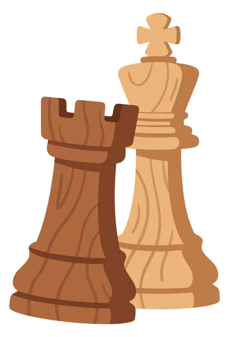 Wooden Chess Rook and King Pieces Illustration