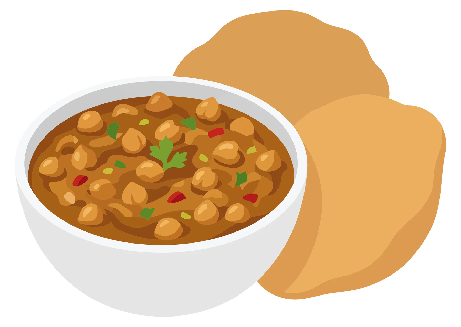 chole bhature, a famous north indian punjabi dish consisting of spicy chickpea curry and fluffy fried bread