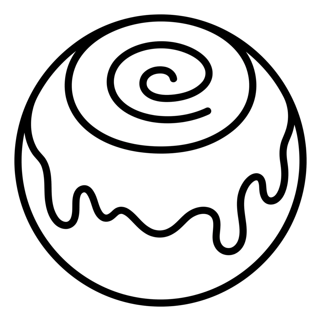 cinnamon roll pastry icon, simple line art style