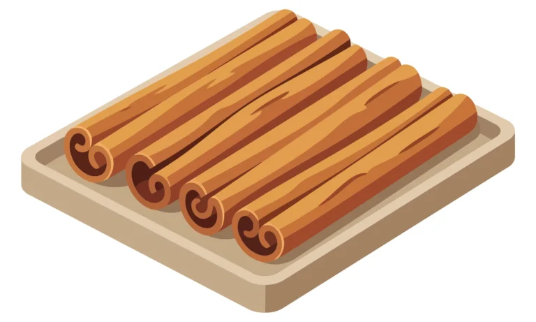 cinnamon sticks on a tray isolated on white background