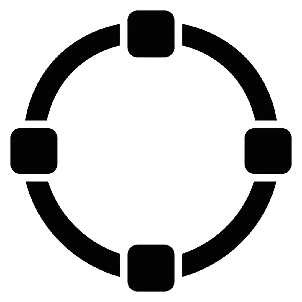 circular connection icon with four nodes