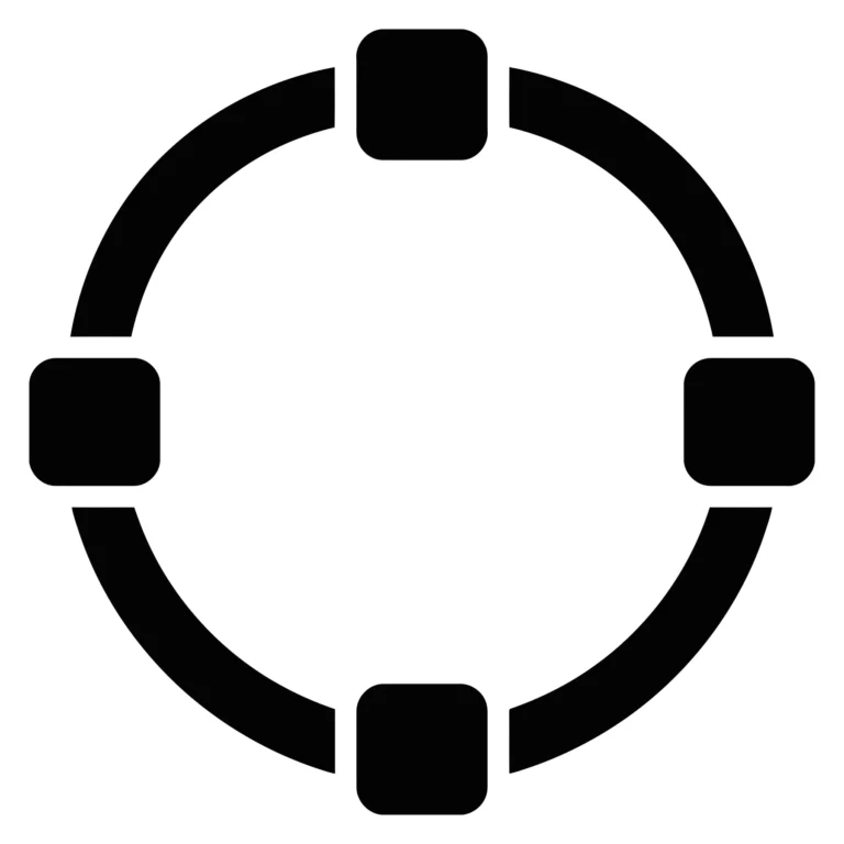 circular connection icon with four nodes