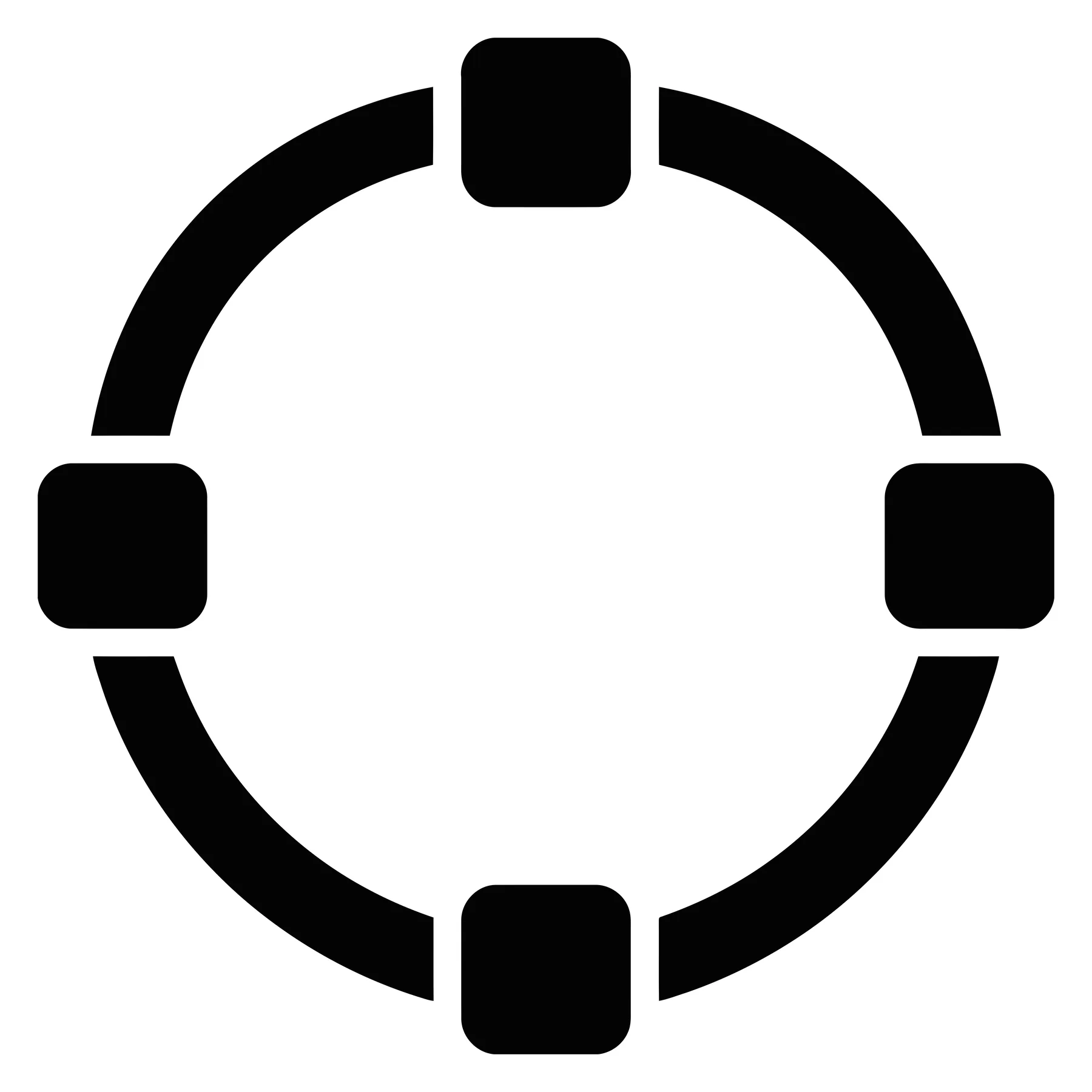 circular connection icon with four nodes