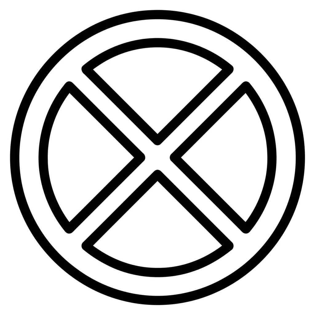 circular icon with an x mark inside
