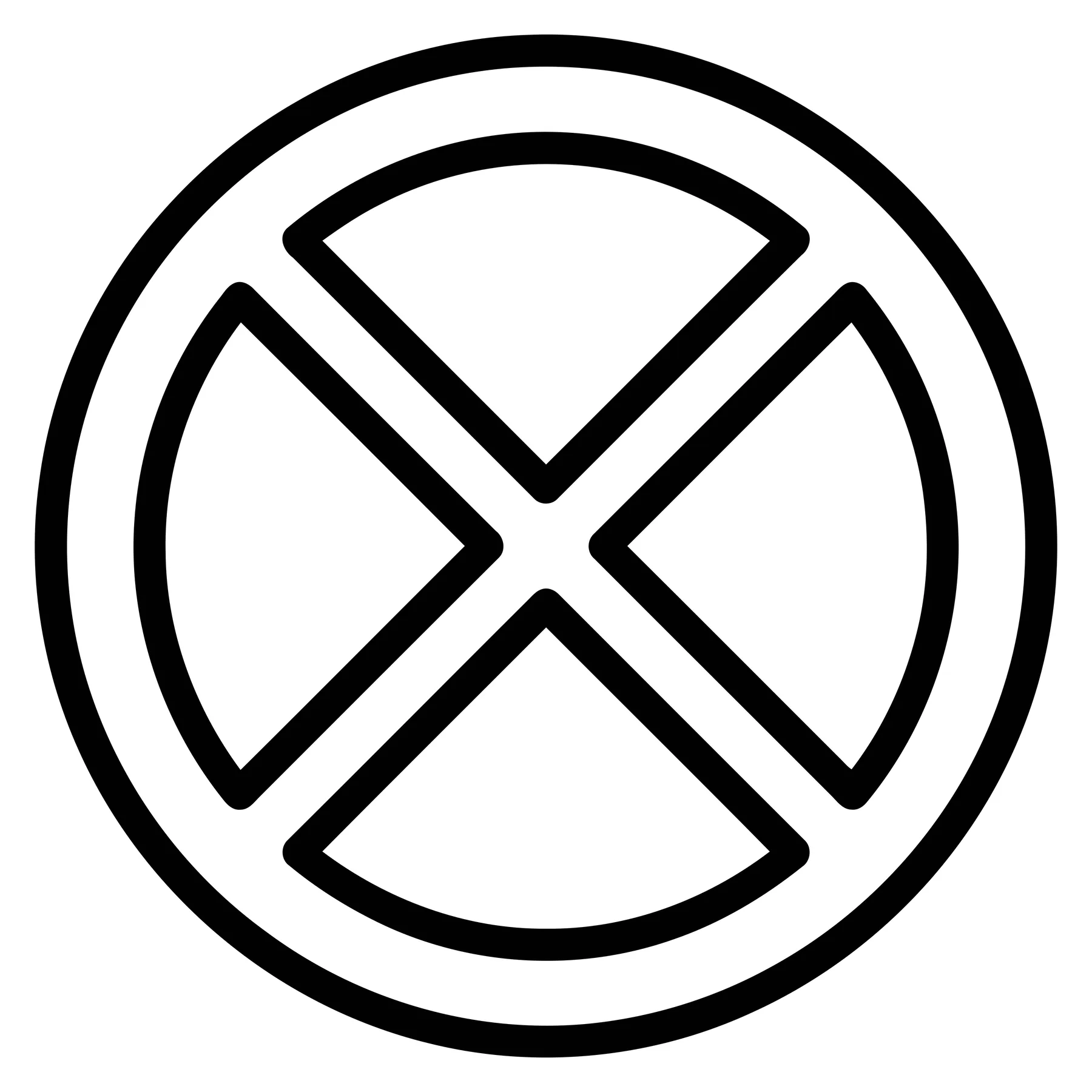 Black Circular Icon with X Mark Inside