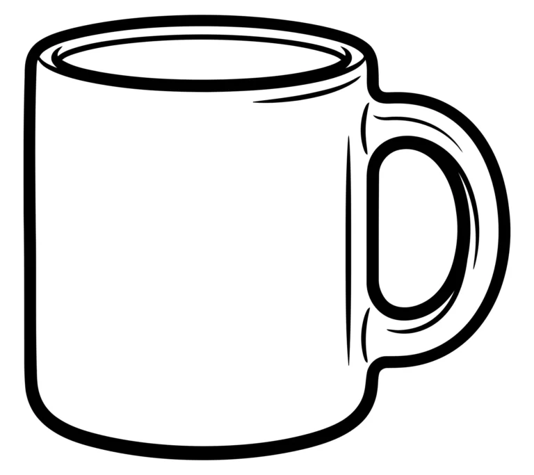 coffee mug icon, simple line art illustration