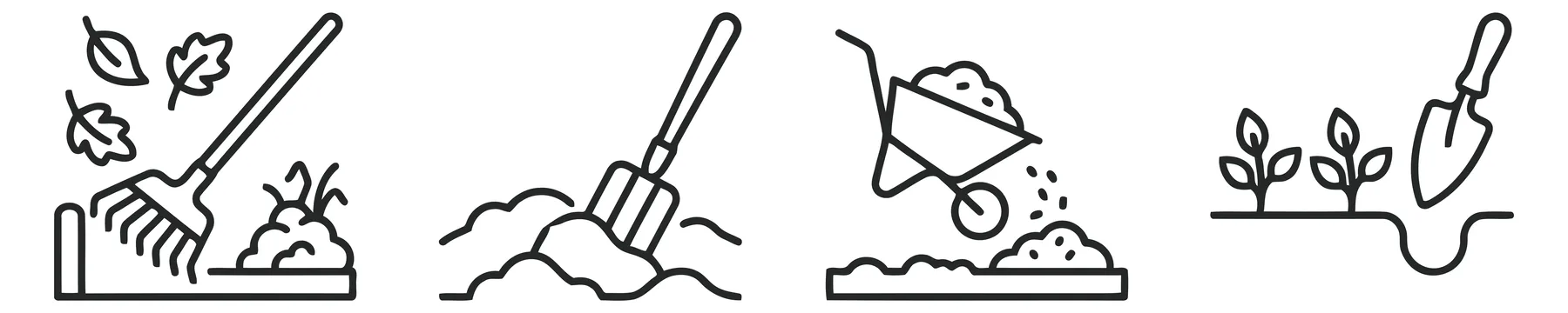 Gardening and Landscaping Tools and Activities Icons